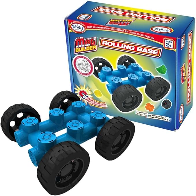 POPULAR PLAYTHINGS Mag Builder Rolling Base, Magnetic Toy Play Set