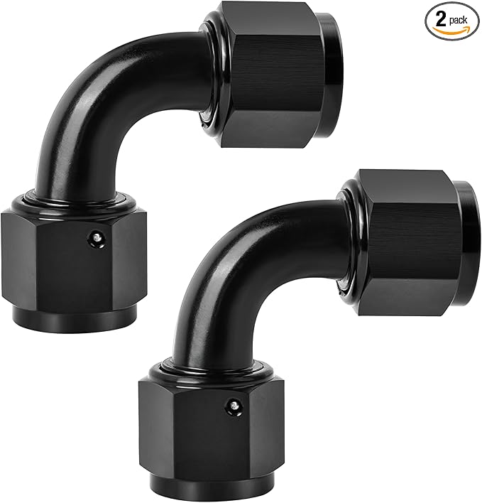 EVIL ENERGY 12AN Female to 12AN Female 90 degree Swivel Coupler Fitting Union Adapter Aluminum Black 2PCS