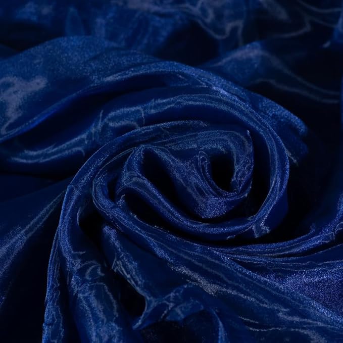 Fynite Navy Blue Organza Fabric by The Yard | 1 Yard Long | 44" Wide | Bridal Soft Sheer Organza Tulle for DIY Wedding Dress Fashion Craft Decorations
