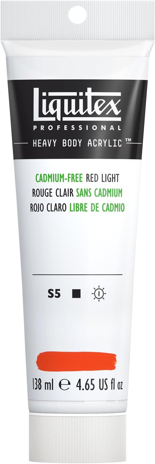 Liquitex Professional Heavy Body Acrylic Paint, 4.65-oz (138ml) Tube, Cadmium Free Red Light