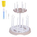 Baby Bottle Drying Rack,Double-Layer Bottle Drying Rack,Hold Up to 16 Baby Bottles,Suitable for Indoor, Kitchen, Living Room（Pink Lotus Root）