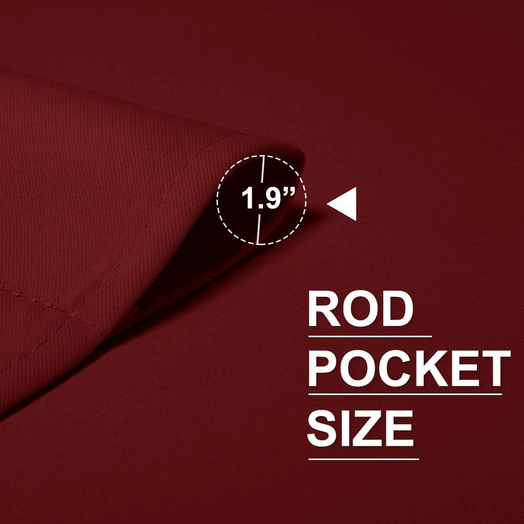 RYB HOME Curtains for Bedroom 72 inches Long, Blackout Thermal Insulating Window Treatment Drapes for Living Room Bathroom Basement Laundry Classroom, W 34 x L 72, Burgundy Red, 2 Panels