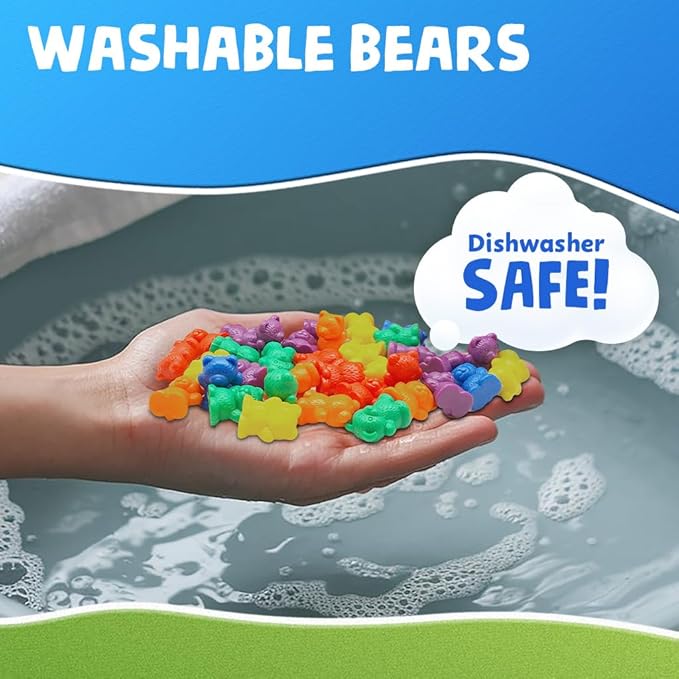 Skoolzy Rainbow Color Stacking Bears Toy_Building_Block 100 pcs Set, Color Matching Toys Sorting Games for Toddler, Preschool, Kindergarten, First Grade