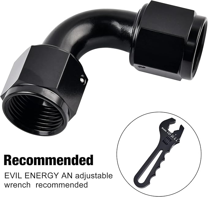 EVIL ENERGY 6AN Female to 6AN Female 90 Degree Swivel Coupler Union Fitting Adapter Aluminum Black 2PCS