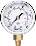 SENCTRL 0-200 psi Pressure Gauge, 2" Dial Size, 1/8 NPT Lower Mount, Waterproof, Stainless Steel Case, for Pneumatic Regulator Air Compressor Portable Tank Water Tire Test