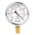 2-1/2" Dial Size, -30 inHg-0 Pressure Gauge, Glycerin Liquid Filled, 1/4" NPT Lower Mount, Stainless Steel Case, for Air Conditioning Line, Tank, Air Pump, HVAC, Pipe, Vacuum Pressure Test