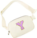 Gitus Gifts for 8 9 10 11 12 Year Old Girls Belt Bag Fanny Pack Crossbody Bags with Initial Letter Patch Cute Stuff Birthday Gifts for Teen Girls Women Personalized Trend Stuff (Ivory-Y)