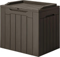 JUMMICO 31 Gallon Resin Deck Box Waterproof Indoor Outdoor Storage Boxes for Patio Furniture Cushions and Garden Tools (Brown)
