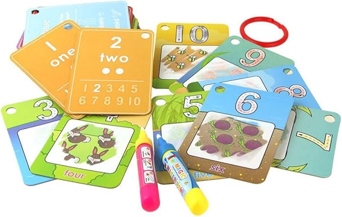 Coolplay Water Coloring Cards Learning Number Shape Color Toddler Girl Toy Water Paint Cards Airplane Activities for Kids Toy