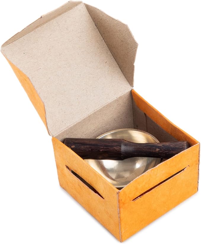 Mini Tibetan Singing Bowl Set - Cute Yoga Gift | Easy to Carry | Unique Sound Bowl Made of Bronze, Authentic Handcrafted Small Singing Bowl for Meditation and Healing - by Himalayan Bazaar (2-Inch)