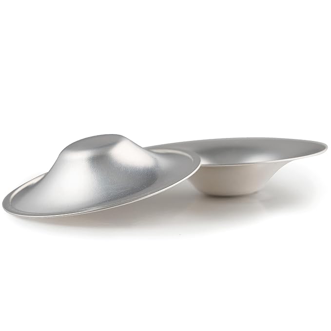 Original Silver Nursing Cups - Made in Germany with 999 Silver - Universal Fit - Protect and Soothe Sore Nipples - Silver Nipple Shields for Breastfeeding - FDA-Registered