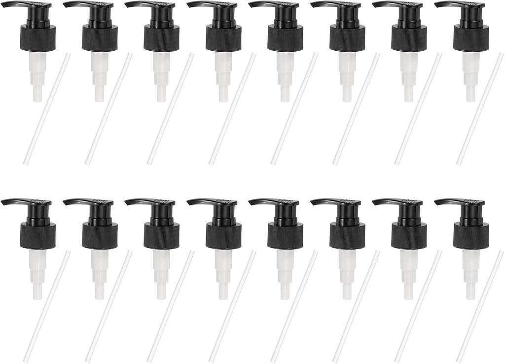 uxcell 16 Pcs Soap Dispenser Pump Heads Soap Dispensers Top Pumps Replacement Switch Pumphead for Standard 24/419 Neck Size Lotion Shampoo Bottle, Black