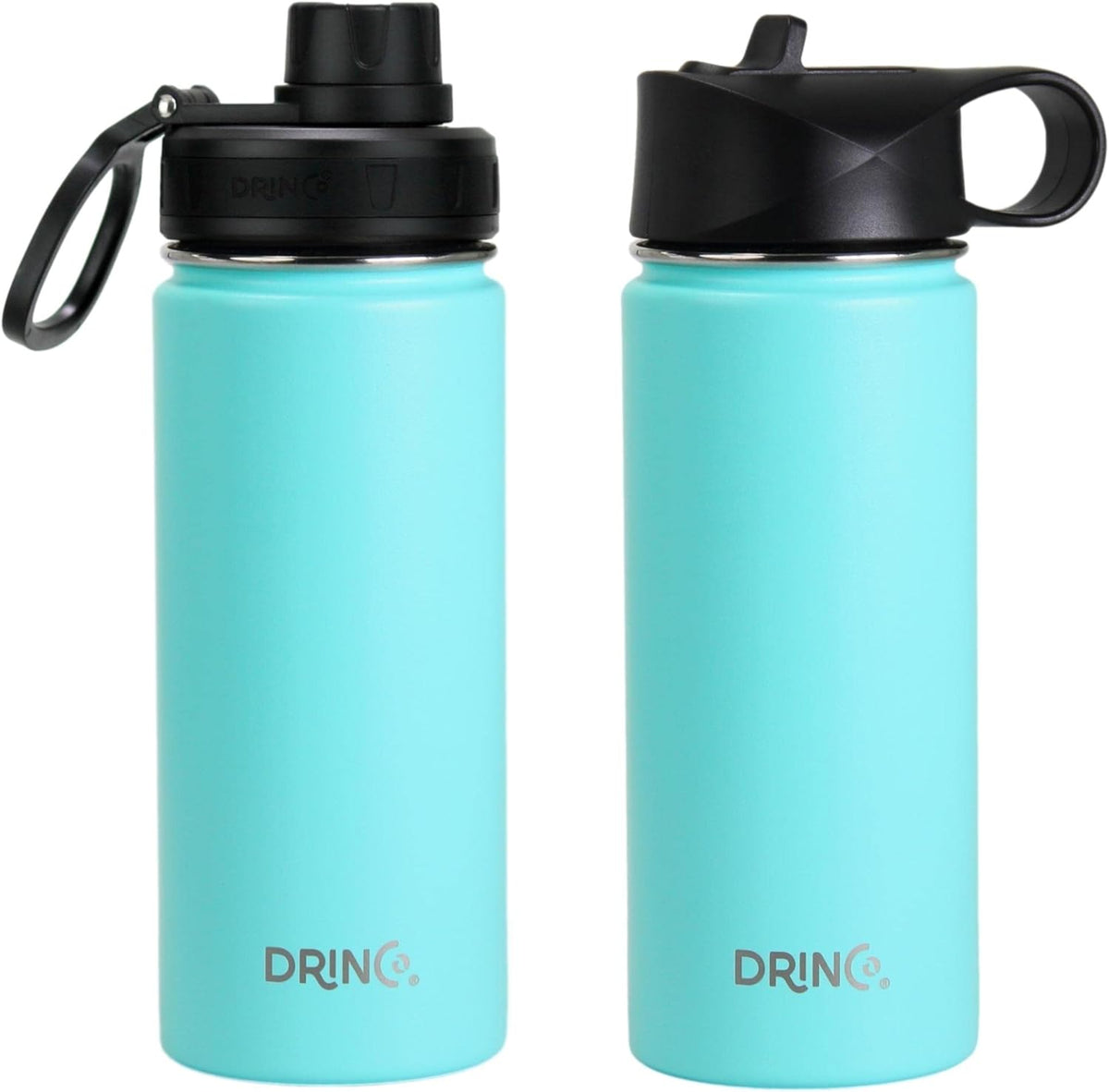DRINCO Stainless Steel Water Bottle Spout Lid Vacuum Insulated Double Wall Water Bottle Wide Mouth (40oz 32oz 22oz 18oz 14oz) Leak Proof Keeps Cold or Hot (18 oz, 18oz Teal)