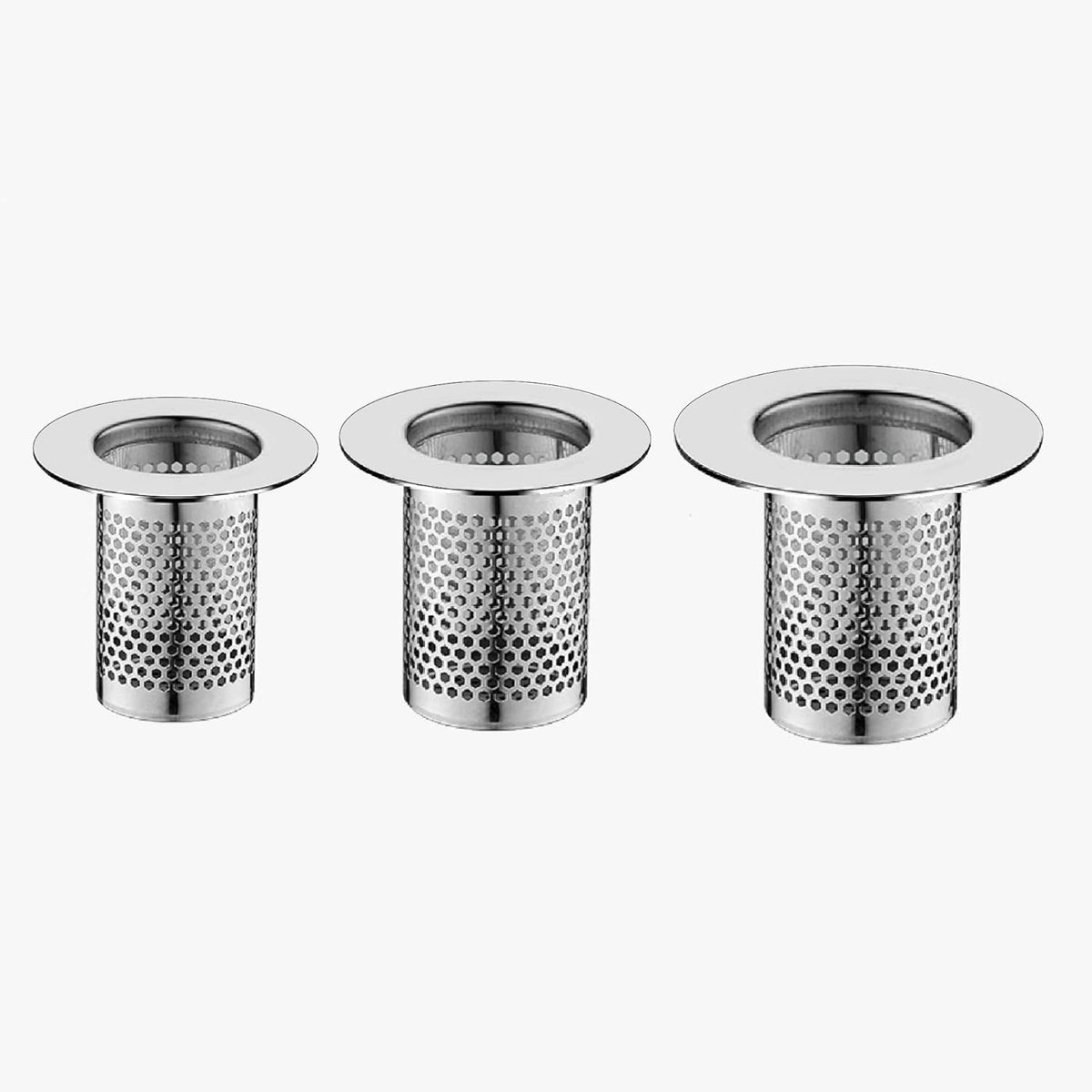 Hair Catcher Shower Drain, Bathtub Drain Cover, Deep Stainless Steel Sink Strainer for Bathroom Sink Bathtub Shower Floor Drain, Fit Hole Size from 1.25in to 2.17in(3-Pack)