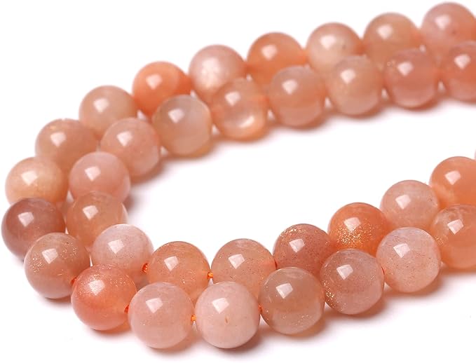36pcs 10mm 7A Natural Orange Sunstone Round Loose Spacer Beads for Jewelry Making DIY Bracelets Necklaces Healing Energy Stone Beads (10mm, 7a Suntone)