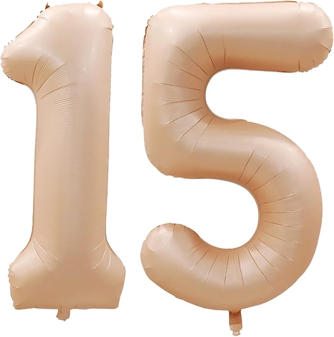 GOER Number 15 Balloons for 15th Birthday Sweet 15 Party Decorations,42 Inch Jumbo Foil Helium 51 Balloons for 51st Birthday Party Decoration (Caramel)