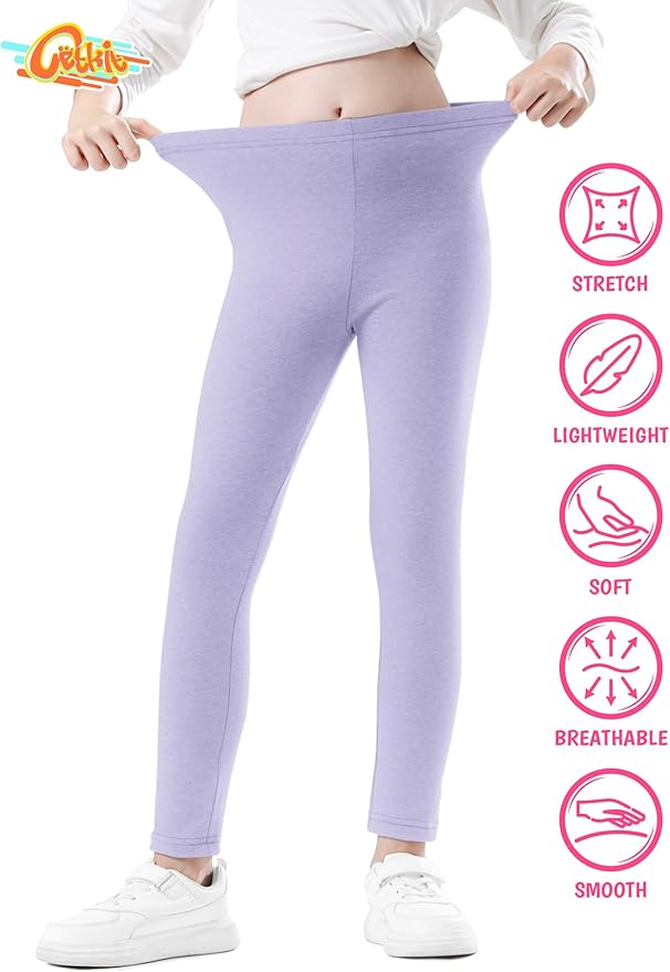 Girls Leggings Cotton Leggings for Toddler Footless Girls Pants Stretchy Baby Girl's Pants Infant Basic Leggings Size 6M -14Y