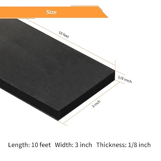 DOBTIM Solid Neoprene Rubber Strips with Adhesive Backing 1/8 (.125)" Thick x 3" Wide x 10' Long, Self Adhesive Rubber Sheets, Rolls & Strips for DIY Gaskets Crafts Pads Seals Warehouse Flooring
