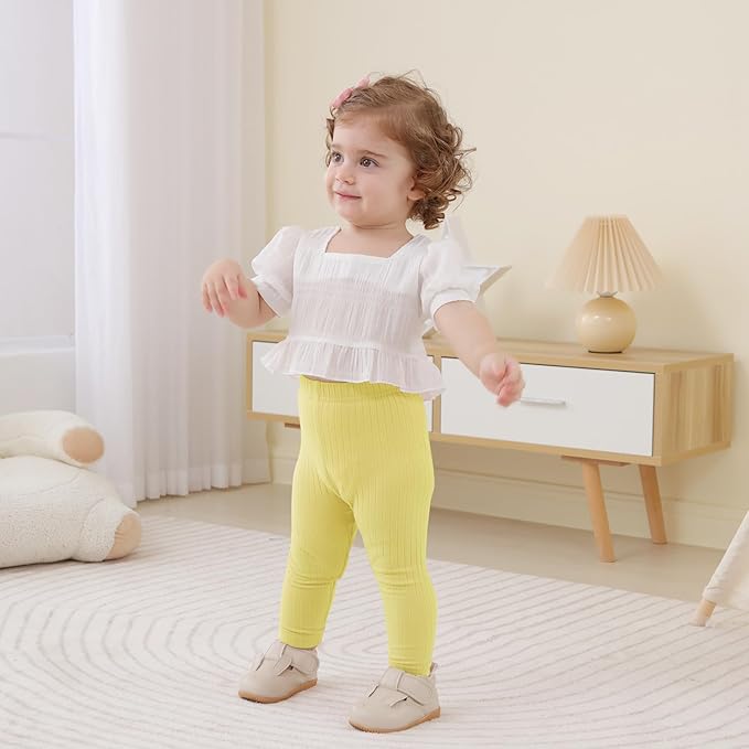 Newborn Toddler Baby Girl Pants Leggings Ribbed Straight Flare Infant Girl Pants Leggings Bell Bottoms 5 Packs