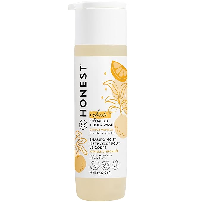 The Honest Company 2-in-1 Cleansing Shampoo + Body Wash | Gentle for Baby | Naturally Derived, Tear-free, Hypoallergenic | Citrus Vanilla Refresh, 10 fl oz