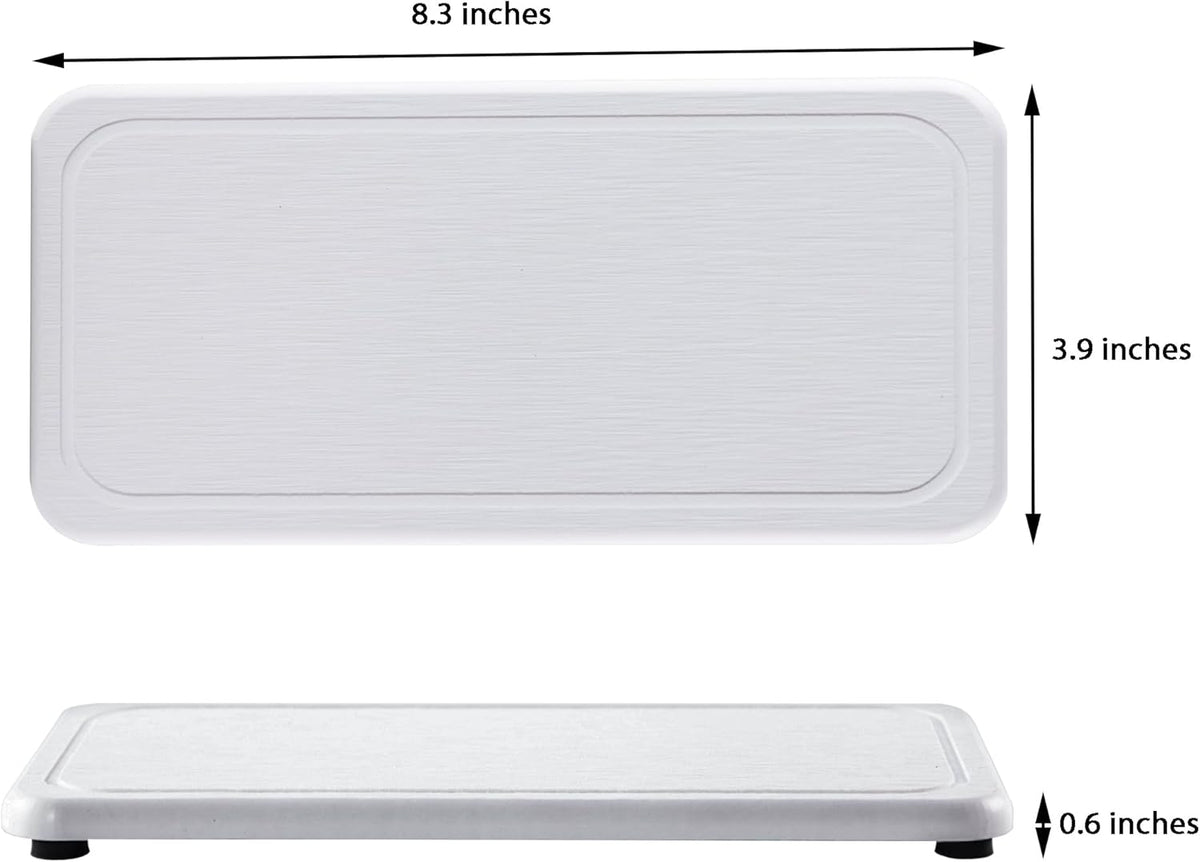 2 Pcs Water Absorbing Stone Trays, Kitchen/Bathroom Sink Soap Dish, Diatomite Tray Used for Hand Soap & Cosmetic Bottles in The Modern Home, 4" W x 8.3" L, White