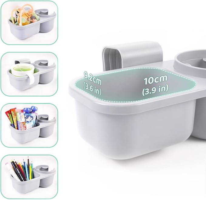 SnackPod Child Cup & Snack Holder for Convertible Car Seats & Strollers - BPA Free - Grey