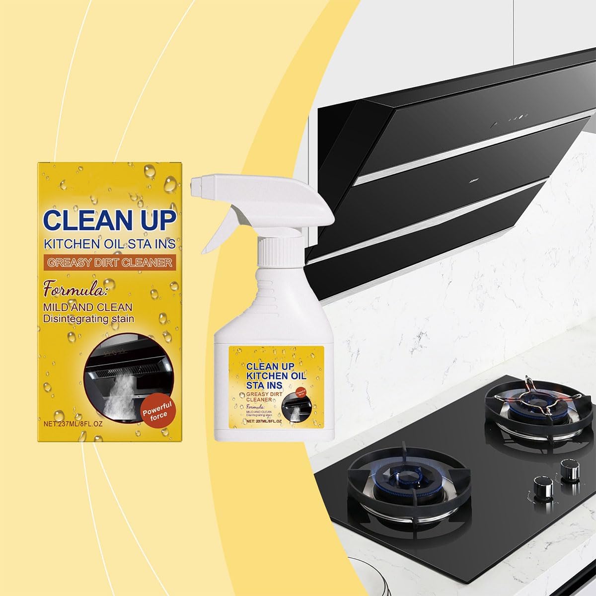 Heavy Duty Kitchen All-Purpose oil stains Cleaner Degreaser spray,Kitchen All-Purpose Cleaner Removes Stains on Microwave,Oven,Stove Top