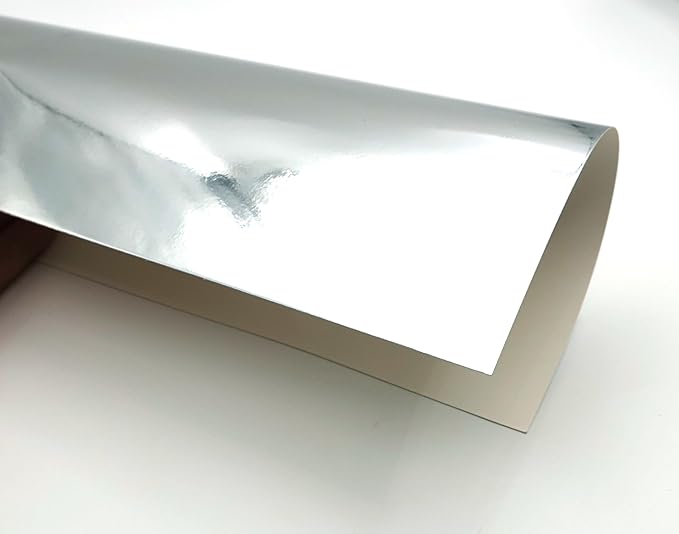 TGXRZX Metallic Silver Cardstock Paper,Size 8 "x 11" (250gsm), 15PCS,Mirror Finish Gold Foil Board for Crafting, Invitations, and Decorations,Die Cut and Plotter,Card Making (Bright silver)