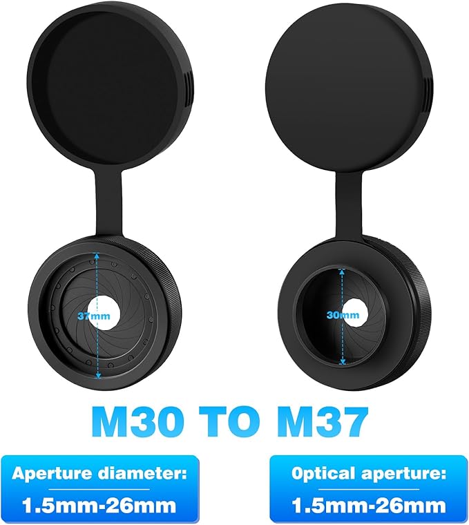 Adjustable Iris Aperture Diaphragm Filter Pack M30 to M37 Iris Aperture Diaphragm Adapter Optical Diaphragm 1.5-26mm Lens Module Adapter Ring PVS-14 PVS 14 (Adjustable Iris PVS14*2)