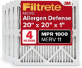 Filtrete 20x20x1 AC Furnace Air Filter, MERV 11, MPR 1000, Micro Allergen Defense, 3-Month Pleated 1-Inch Electrostatic Air Cleaning Filter, 4 Pack (Actual Size 19.69 x 19.69 x 0.81 in)