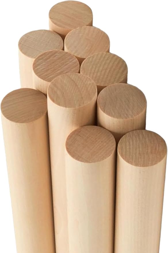 ALBO 1" x 48" Wooden Dowel Rods Set - 25 Pack Birch Natural Long Craft Sticks Rails Shelf Supports Garden Hardwood Smooth Finish Woodworking Material DIY Furniture Bulk Professional