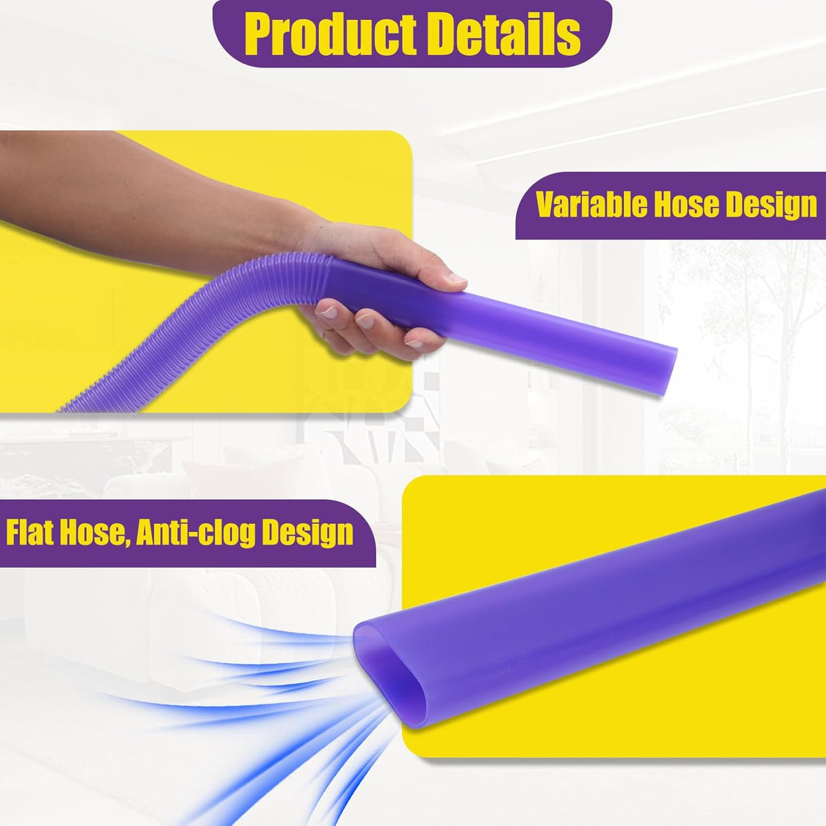 Vacuum Crevice Cleaning Attachment Set, 34" Bendable Hose, Fits Dyson V7 V8 V10 V11 V15 GEN5, Dryer Vent Lint Remover, Car Detailing, Home Gap Cleaning