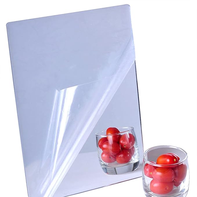 Acrylic Self Adhesive Mirror Sheet for Wall, Plastic Non Glass Sticky Kid Safety Mirror Tiles for Wall Rectangle 12x16 inch 1Pcs