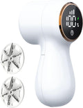 Rechargeable Fabric Shaver,Lint Remover, 3-Speed Sweater Shaver with LED Display, 2 Replaceable Stainless Steel 6-Blade Heads for Clothes, Sweaters, Furniture, Lint Balls and Fabric Pilling