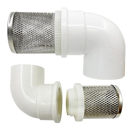 DN15 inch stainless steel filter cover connected to 90 degree elbow 1/2" PVC DN15 water pipe, suction hose strainer used to remove debris and reduce solid entry（1pcs）