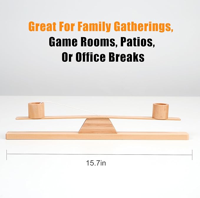Ring Toss Game, Portable Wooden Tabletop Game for Teens & Adults, Skill Development & Dexterity Challenge, Office Desk Travel Party Camping Game Night Fun
