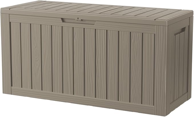 80 Gallon Outdoor Storage Box – Resin Deck Box with Lockable Lid, Waterproof Patio Furniture Storage for Tools, Garden & Yard Organization