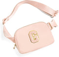 Gitus Gifts for 8 9 10 11 12 Year Old Girls Belt Bag Fanny Pack Crossbody Bags with Initial Letter Patch Cute Stuff Birthday Gifts for Teen Girls Women Personalized Trend Stuff (Coral Pink-G)