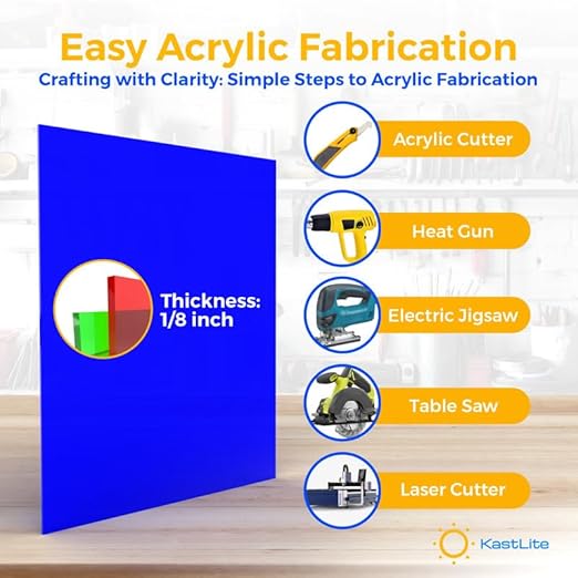KastLite Colored Acrylic Sheets Nominal 12" x 18" - Plastic Sheet Easy to Cut, Saw, Shape, Laser Cut - Ideal for Arts & Crafts & DIY Projects- Durable, Lightweight, Scratch Resistant - Orange 8 Pack