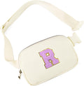 Gitus Gifts for 8 9 10 11 12 Year Old Girls Belt Bag Fanny Pack Crossbody Bags with Initial Letter Patch Cute Stuff Birthday Gifts for Teen Girls Women Personalized Trend Stuff (Ivory-R)
