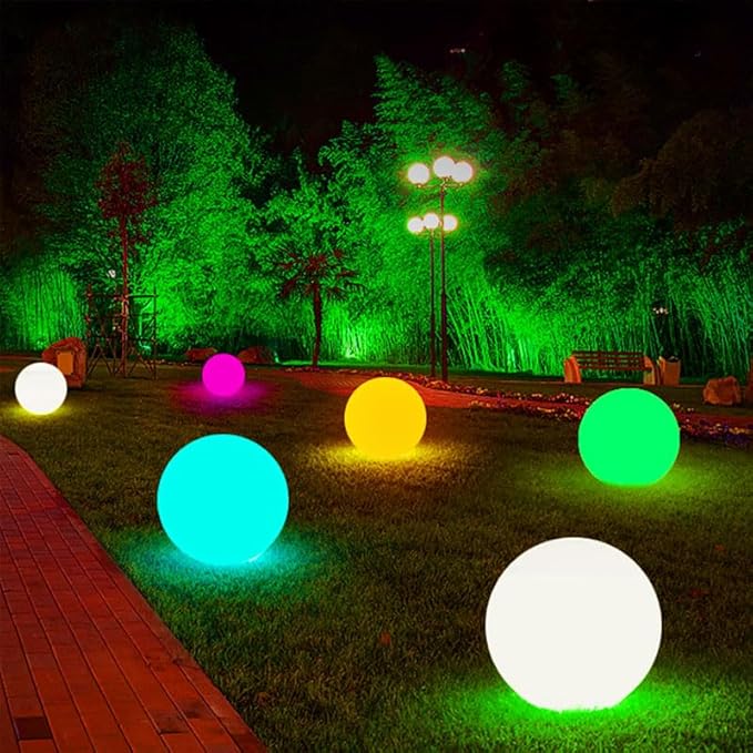 LOFTEK LED Pool Lights That Float - 8-inch Globe Lamp Rechargeable - 16 RGB Lamp with Handle & Remote, Waterproof Lamps for Outdoor Yard Decor, Smart Orb Light for Bedroom, 1-Unit