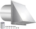 8 Inch Wall Vent,Hooded Wall Vent with Screen and Damper,Outdoor Wall Exhaust Vent Cover Exterior Wall Mount Cap for Kitchen Range Hood HVAC Duct Dryer Air Ventilation,Stainless Steel