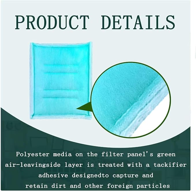 AUC Paint Booth Tacky Intake Filter Pad Series 55, 20" x 48" (8/case) Spray Booth Intake Filter with Internal Wire Support Frame