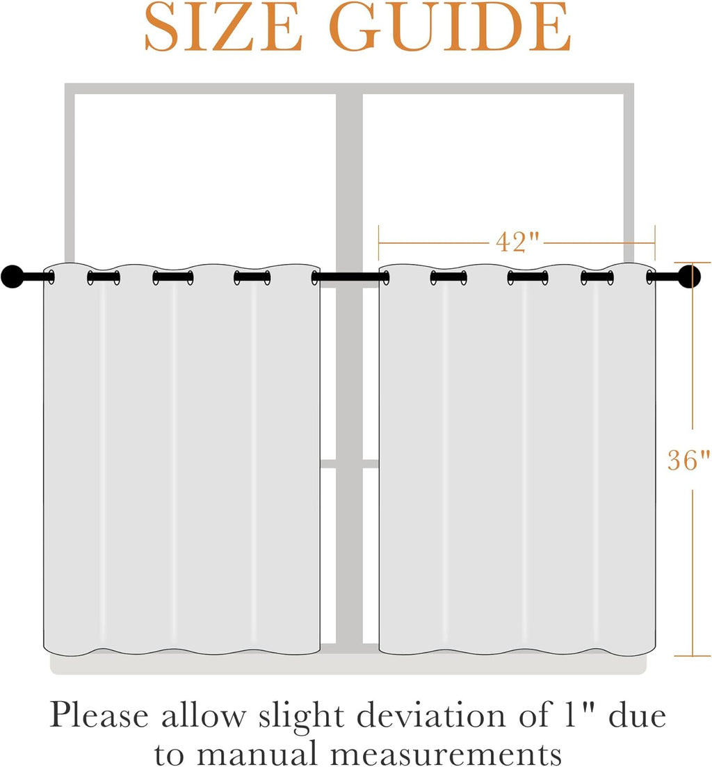 PONY DANCE Kitchen Window Curtains Short 36 inch Length, Blackout Privacy Half Window Drapes for Bedroom Bathroom Dining Living Room Cafe Office(2 Panels, W 42 x L 36 inches, Mocha)