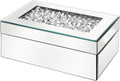 Luxury Mirrored Jewelry Box with Crushed Diamond - Glass Jewelry Box Organizer Storage for Women, Ring Holder Case for Dresser and Decorative