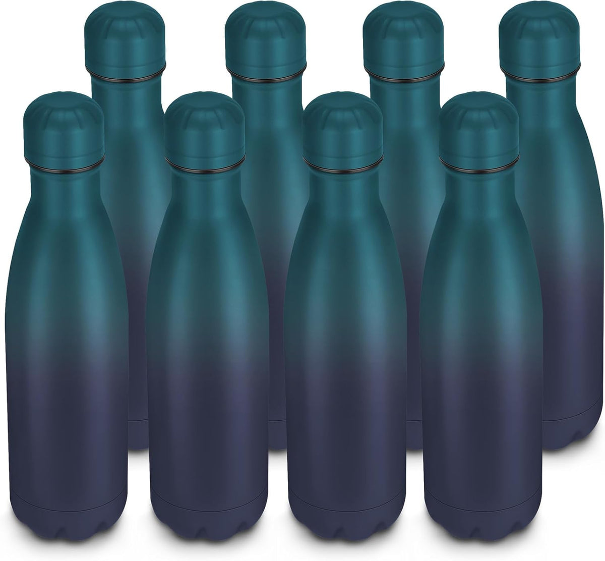 17oz Cola-Bottle Shaped Stainless Steel Leak-proof Water Bottle,Double Wall Vacuum Insulated Metal,Travel Mug For Sports Indoors & Outdoors,BPA-Free Kids Flasks,Dark Night(8 Pack)