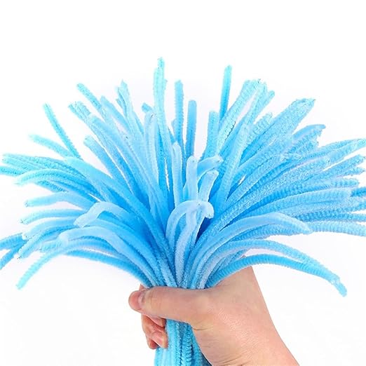 100 Pieces Pipe Cleaners Chenille Stem, Pastel Candy Color Pipe Cleaners Set for Pipe Cleaners DIY Arts Crafts Decorations, Chenille Stems Pipe Cleaners (Blue)