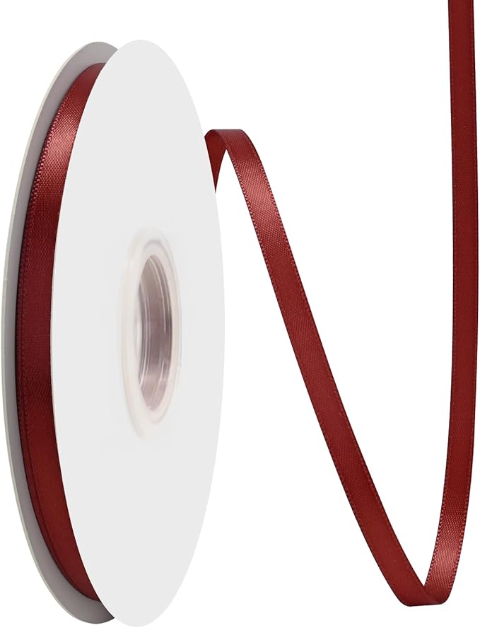 Sherry Satin Ribbon 1/4" X 50 Yards Solid Color Double Faced Ribbons Perfect for Crafts Wedding Decor Bow Making Arts Sewing and More