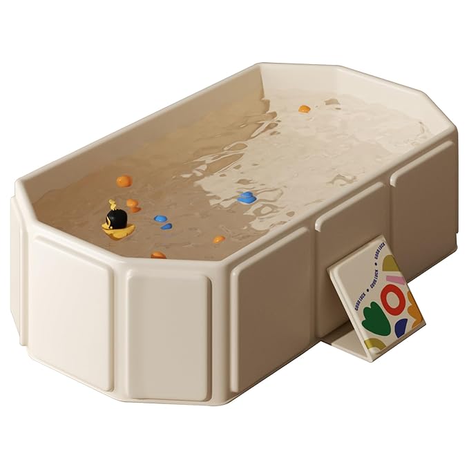 Baby Foldable Kids Bathtub for Infants to Toddler with Non-Slip Base,Easy Storage,Perfect for Small Spaces,White