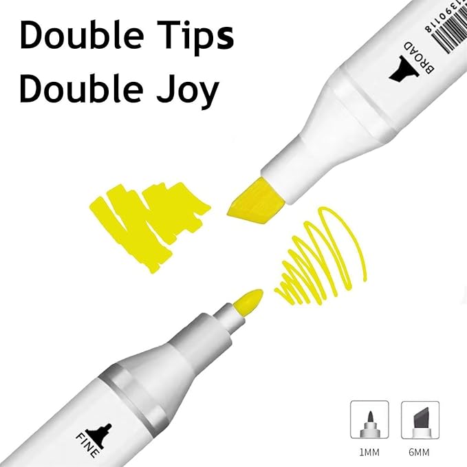 6 Colors Yellow Alcohol Markers Set, Dual Tips Art Markers Drawing Sketched Double Tipped for Adults Kids(Yellow)